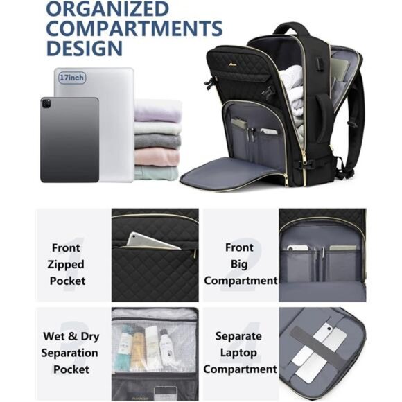Womens Travel Backpack Personal Black main image 4